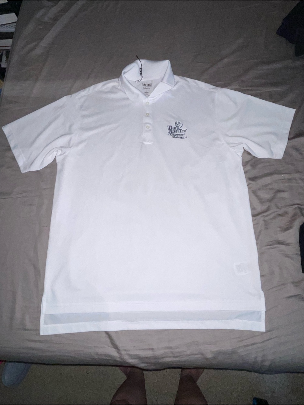 Adidas Climalite White Men’s Golf Polo with Logo